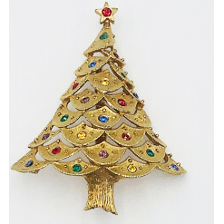 A Vintage American Christmas Tree Brooch by Costume Jewellery maker JJ